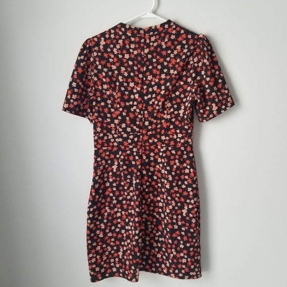 ASOS Floral Short Sleeve Midi Dress Black/ Red Size 4 - Picture 6 of 11